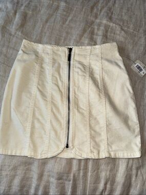 We The Free Off-White Front Zip Mini Skirt